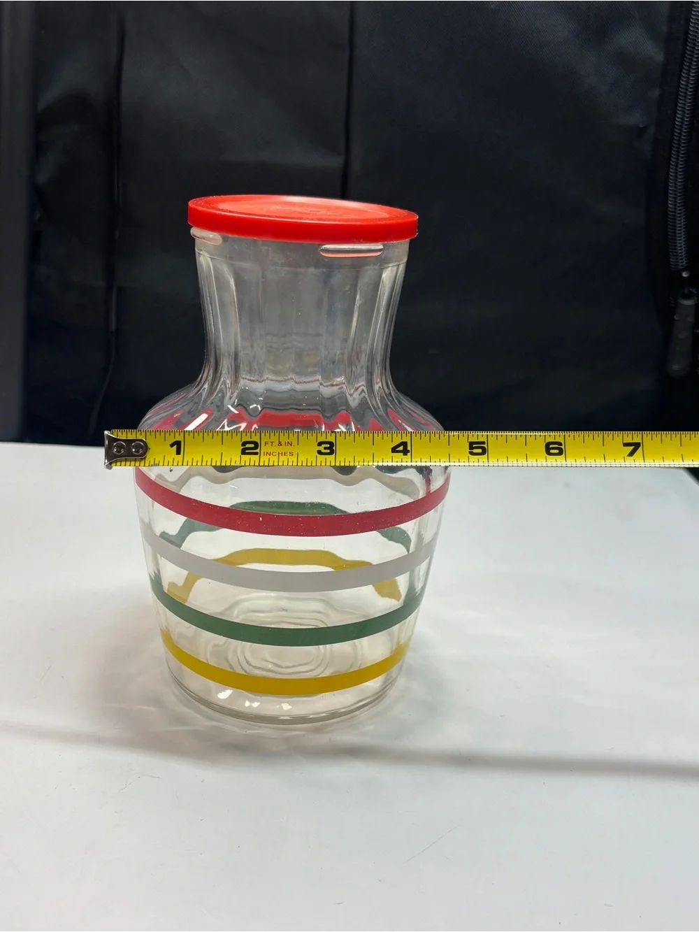 Anchor Hocking Fiesta Stripe Juice Pitcher carafe grandma core